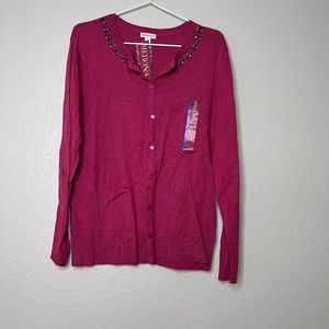 Merona button down long sleeve with charms around neck NWT